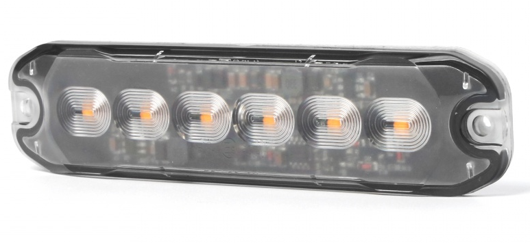 6 LED Slimline Amber Strobe Warning Light – 10W | 8 Flash Modes | 12V/24V