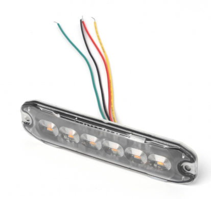 6 LED Slimline Amber Strobe Warning Light – 10W | 8 Flash Modes | 12V/24V