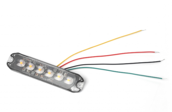 6 LED Slimline Amber Strobe Warning Light – 10W | 8 Flash Modes | 12V/24V