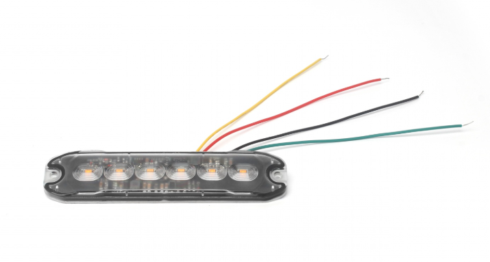 6 LED Slimline Amber Strobe Warning Light – 10W | 8 Flash Modes | 12V/24V