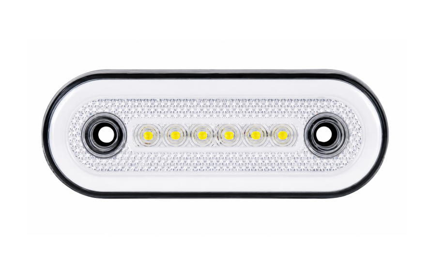 Oval LED Marker Light 12V–24V – White Neon Effect | 24 LED | 115mm