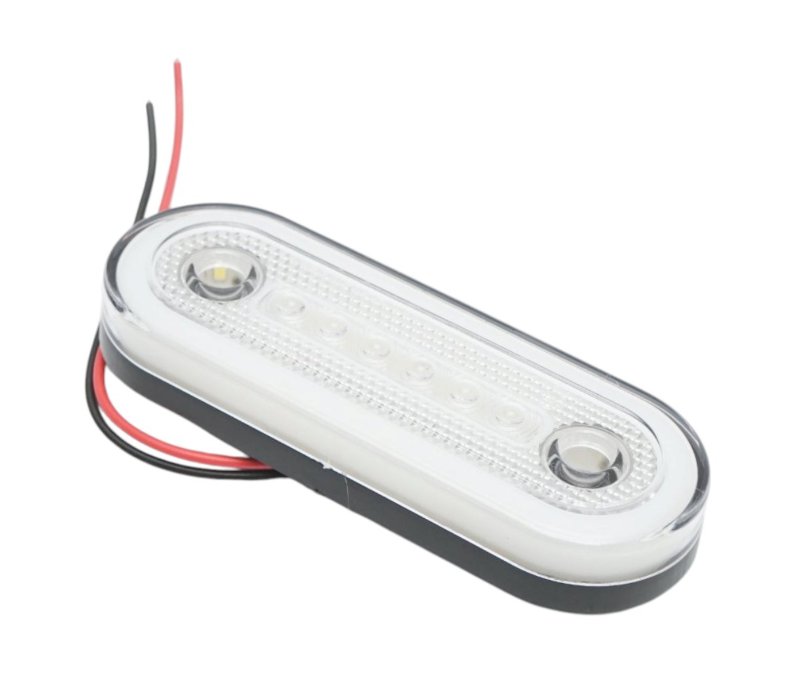 Oval LED Marker Light 12V–24V – White Neon Effect | 24 LED | 115mm