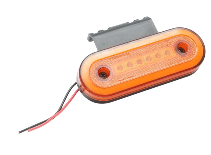 Oval 24 LED Amber Side Marker Light with Rubber Mount – 12V/24V Neon Effect