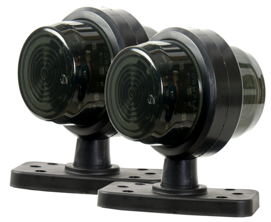 Smoked Double-Sided Round LED Marker Lights – White/Red – 12V/24V (Twin Pack)
