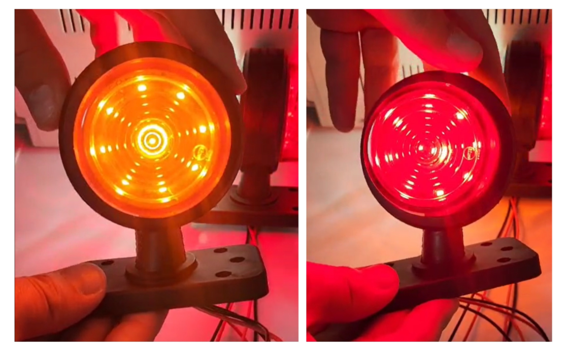 LED Round Double-Sided Marker Lights – Amber / Red – 12V/24V (Twin Pack)