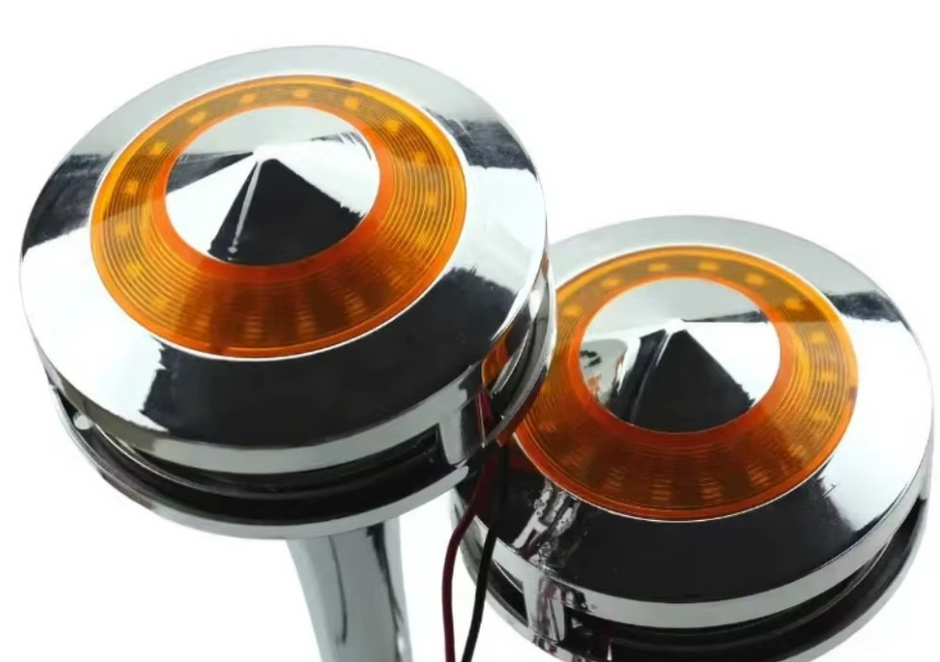Premium Dual LED Air Horn 12V/24V Chrome Train Style – Ultra Loud 300dB