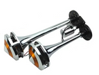 Premium Dual LED Air Horn 12V/24V Chrome Train Style – Ultra Loud 300dB