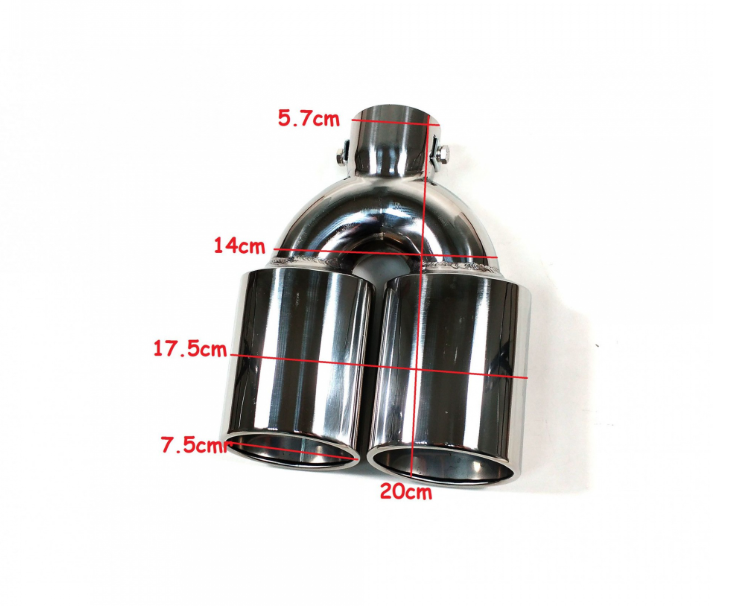 Universal Dual Chrome Exhaust Tailpipe Tip – Polished Twin Outlet 57mm Inlet