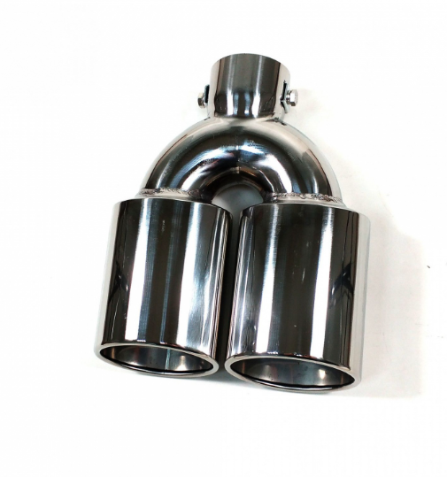 Universal Dual Chrome Exhaust Tailpipe Tip – Polished Twin Outlet 57mm Inlet