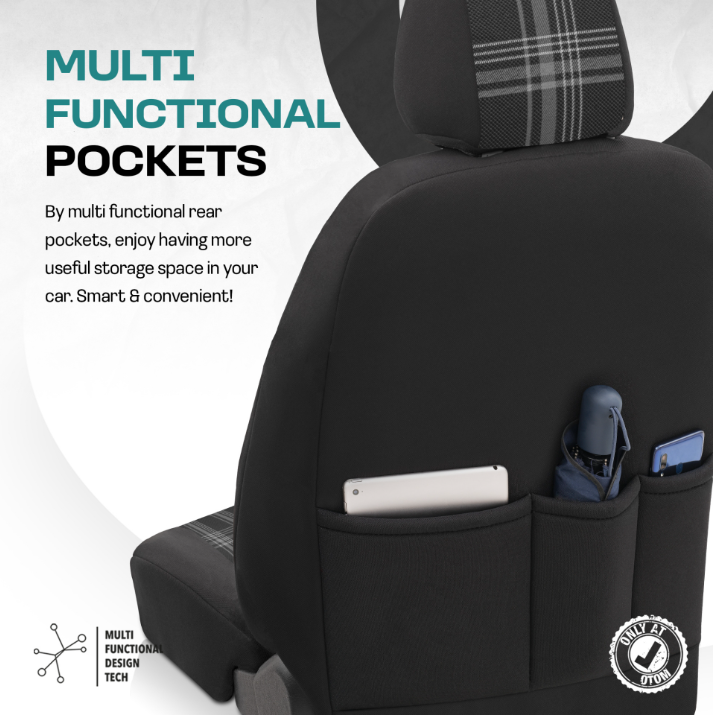 Premium Universal Car Seat Covers Full Set Black & White Seam – GTI Style, 7-Layer Comfort, Airbag Compatible, Cars & SUVs