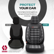 Premium Universal Car Seat Covers Full Set Black & White Seam – GTI Style, 7-Layer Comfort, Airbag Compatible, Cars & SUVs