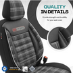 Premium Universal Car Seat Covers Full Set Black & White Seam – GTI Style, 7-Layer Comfort, Airbag Compatible, Cars & SUVs