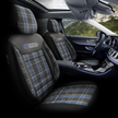 Premium GTI Style Universal Car Seat Covers Full Set – Blue Stitch, 7-Layer Comfort, Airbag Compatible