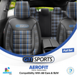 Premium GTI Style Universal Car Seat Covers Full Set – Blue Stitch, 7-Layer Comfort, Airbag Compatible