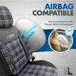 Premium GTI Style Universal Car Seat Covers Full Set – Blue Stitch, 7-Layer Comfort, Airbag Compatible