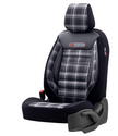 Eco Leather GTI Sports Seat Covers – Black with Grey Stitching – Full Set Front & Rear – Universal Fit