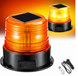 18 LED Solar Rechargeable Amber Warning Beacon – 4 Flash Modes | Magnetic Mount | 12V