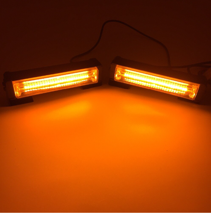 12V/24V Amber LED Emergency Strobe Lights – 2 Piece Kit with Controller | 12 Flash Modes