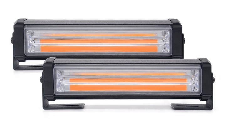 12V/24V Amber LED Emergency Strobe Lights – 2 Piece Kit with Controller | 12 Flash Modes