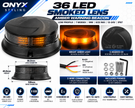 36 LED Smoked Lens Amber Warning Beacon – 19W | Low Profile | 7 Modes | ECE R65 | 12V/24V