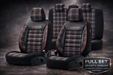 Eco Leather GTI Sports Seat Covers – Black with Red Stitching – Full Set Front & Rear – Universal Fit