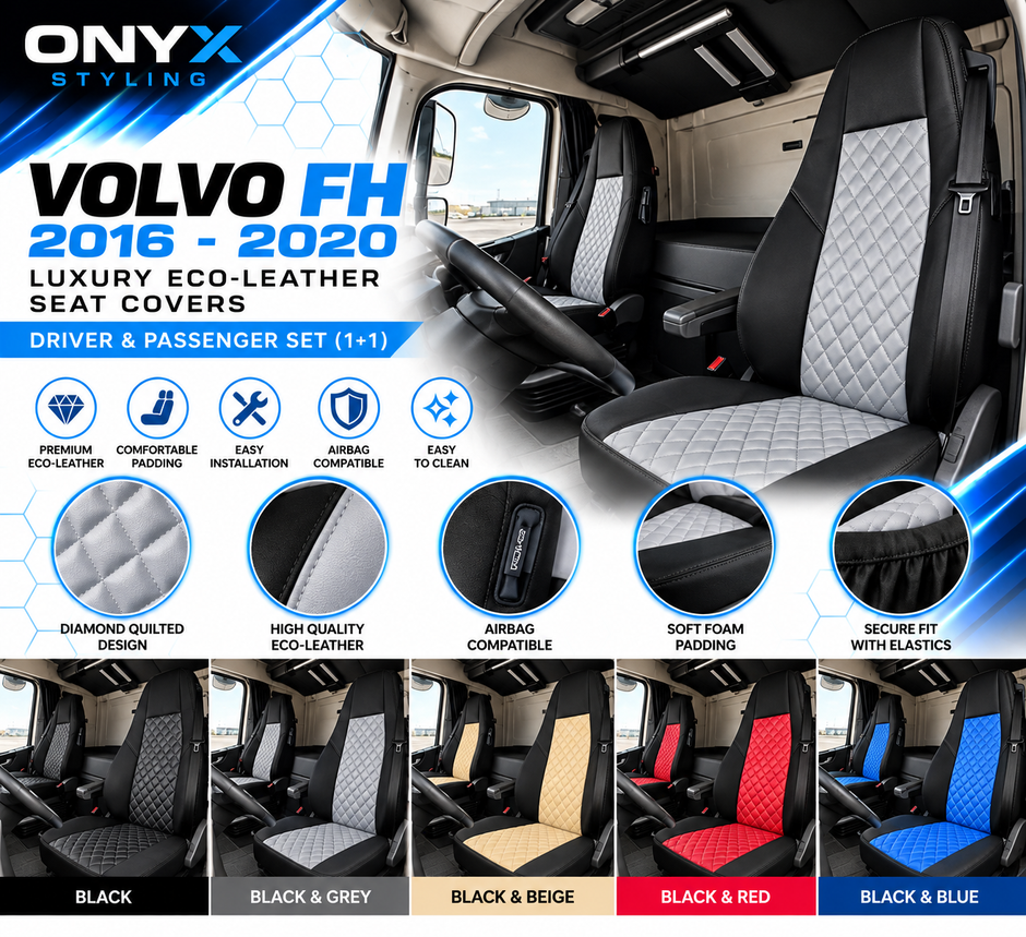 Volvo FH (2016–2020) Luxury Eco-Leather Seat Covers – Driver & Passenger Set