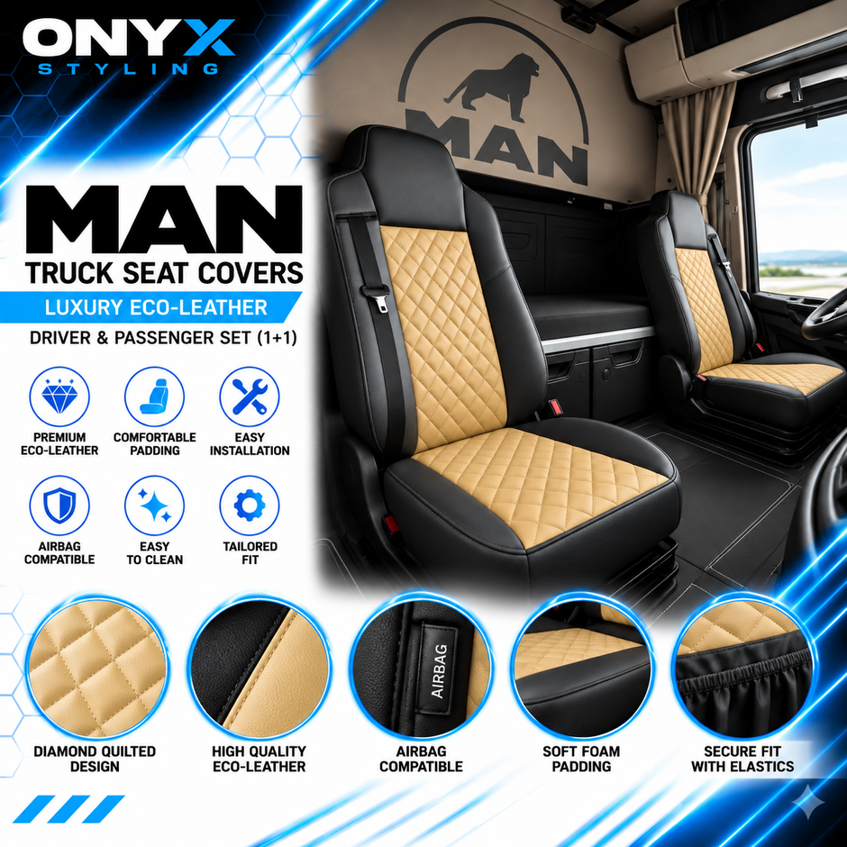 MAN TGX (2015–2020) Luxury Eco-Leather Seat Covers – Driver & Passenger Set