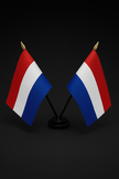 Holland Colours Twin Table Flag - With Poles & Holder 28cm pole