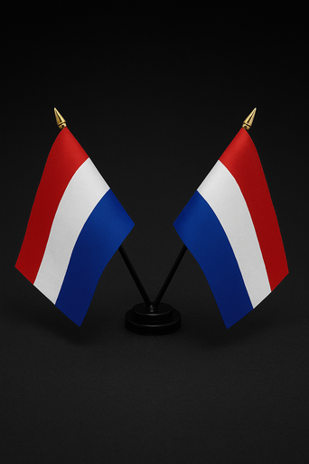 Holland Colours Twin Table Flag - With Poles & Holder 28cm pole