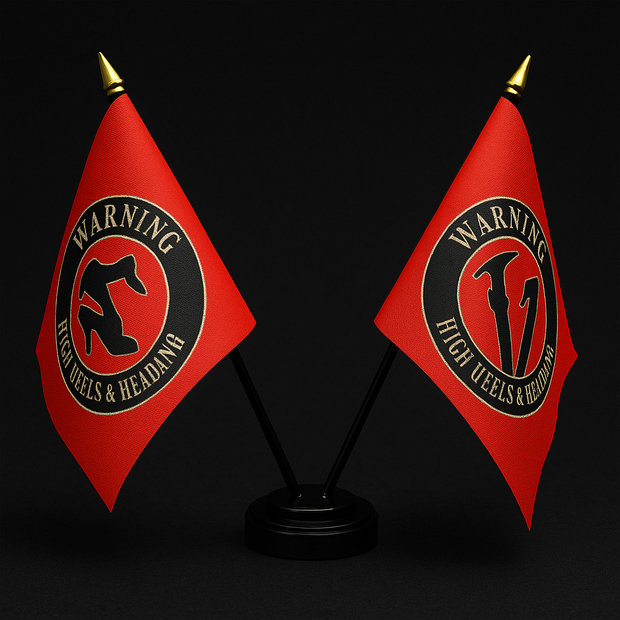 Red Light District Twin Table Flag – With Poles & Holder (28cm)