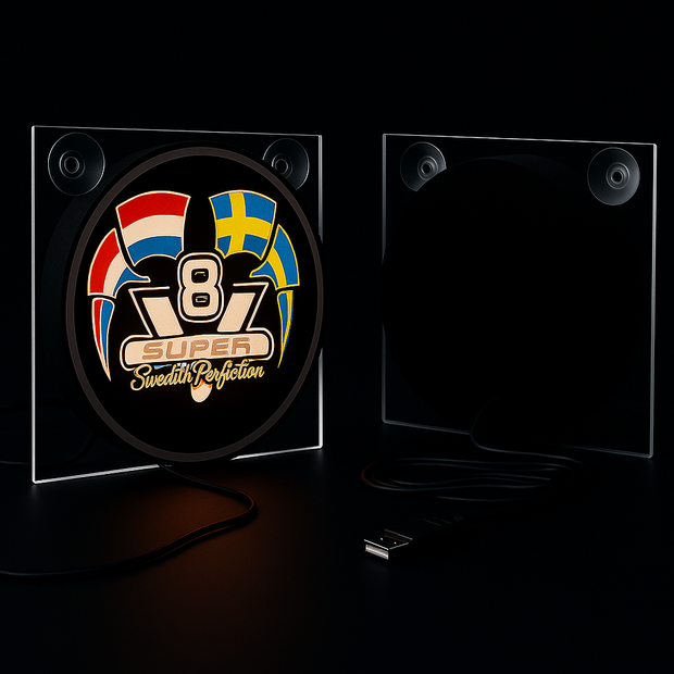 LightBox Deluxe Super V8 Swedish Perfection – 17x17cm LED Truck Sign with USB Plug