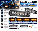 6 LED Ultra-Slim Amber Strobe Warning Light – 12V/24V | 4 Flash Modes | Universal Fit