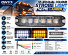 12 LED Dual Colour White & Amber Strobe Warning Light – 20W | 12V/24V | IP67