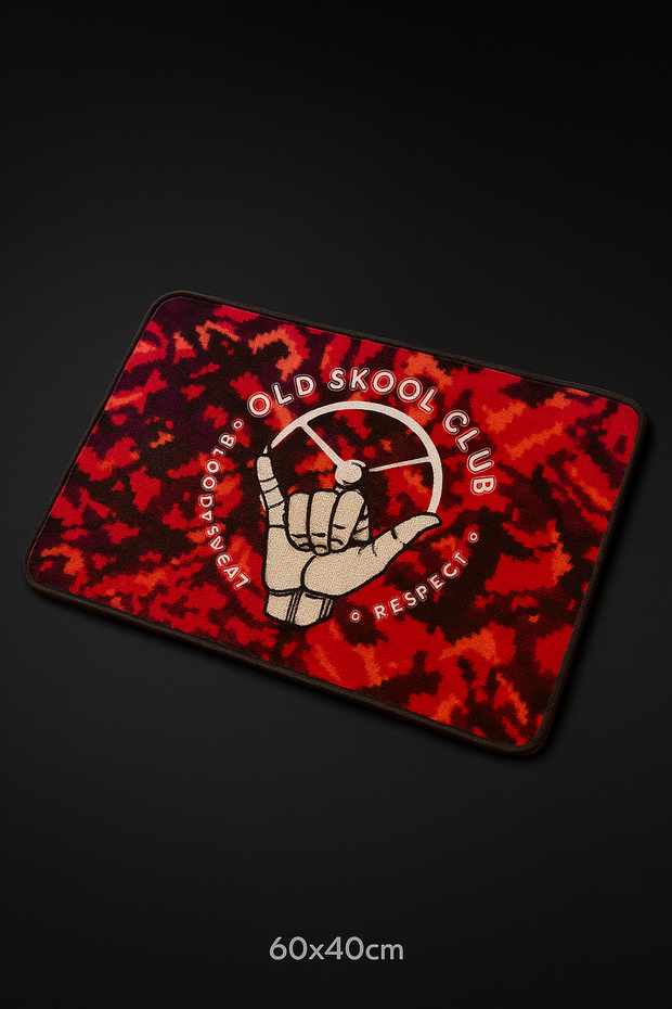 Old Skool Club Floor Mat – Red Danish Plush 60x40cm