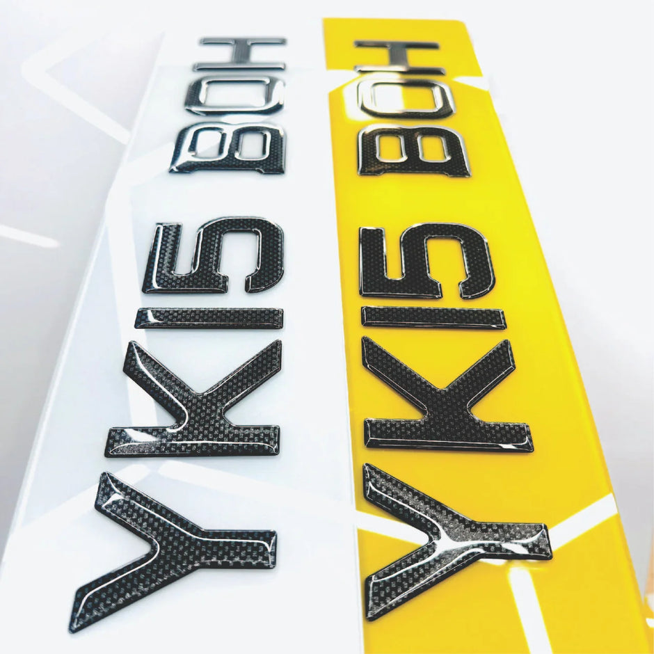 3D GEL METRO STYLE NUMBER PLATES UK CARBON FIBRE