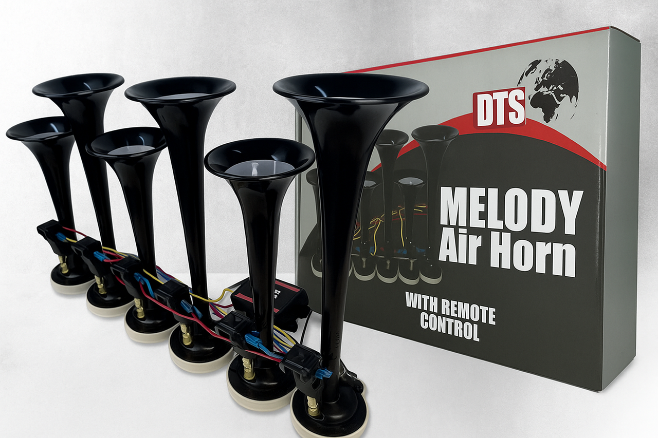 DTS Melody Air Horn 12v / 24V – Remote Control Truck Horn with 20+ Melodies (130dB)