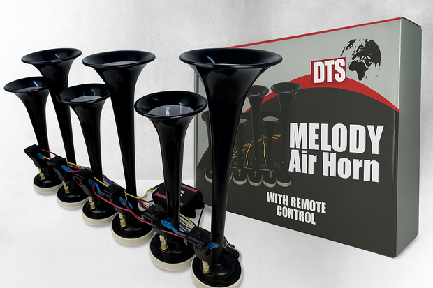 DTS Melody Air Horn 12v / 24V – Remote Control Truck Horn with 20+ Melodies (130dB)