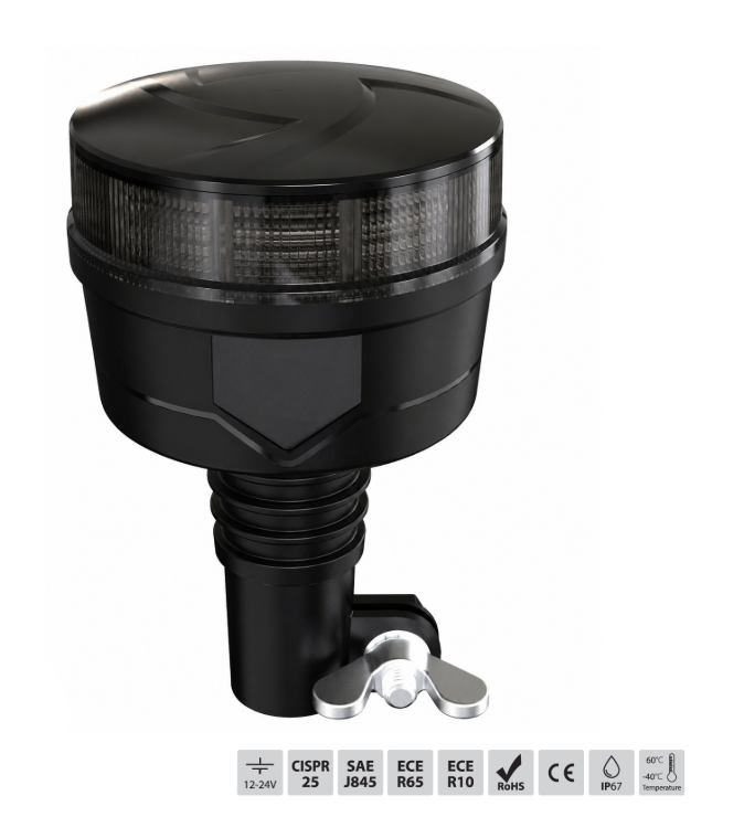 36 LED Smoked Lens Amber Warning Beacon – 19W | 7 Flash & Rotating Modes | ECE R65 | 12V/24V
