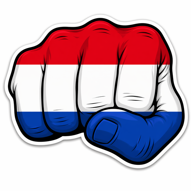 Dutch Flag Fist Full Colour Sticker – 10cm