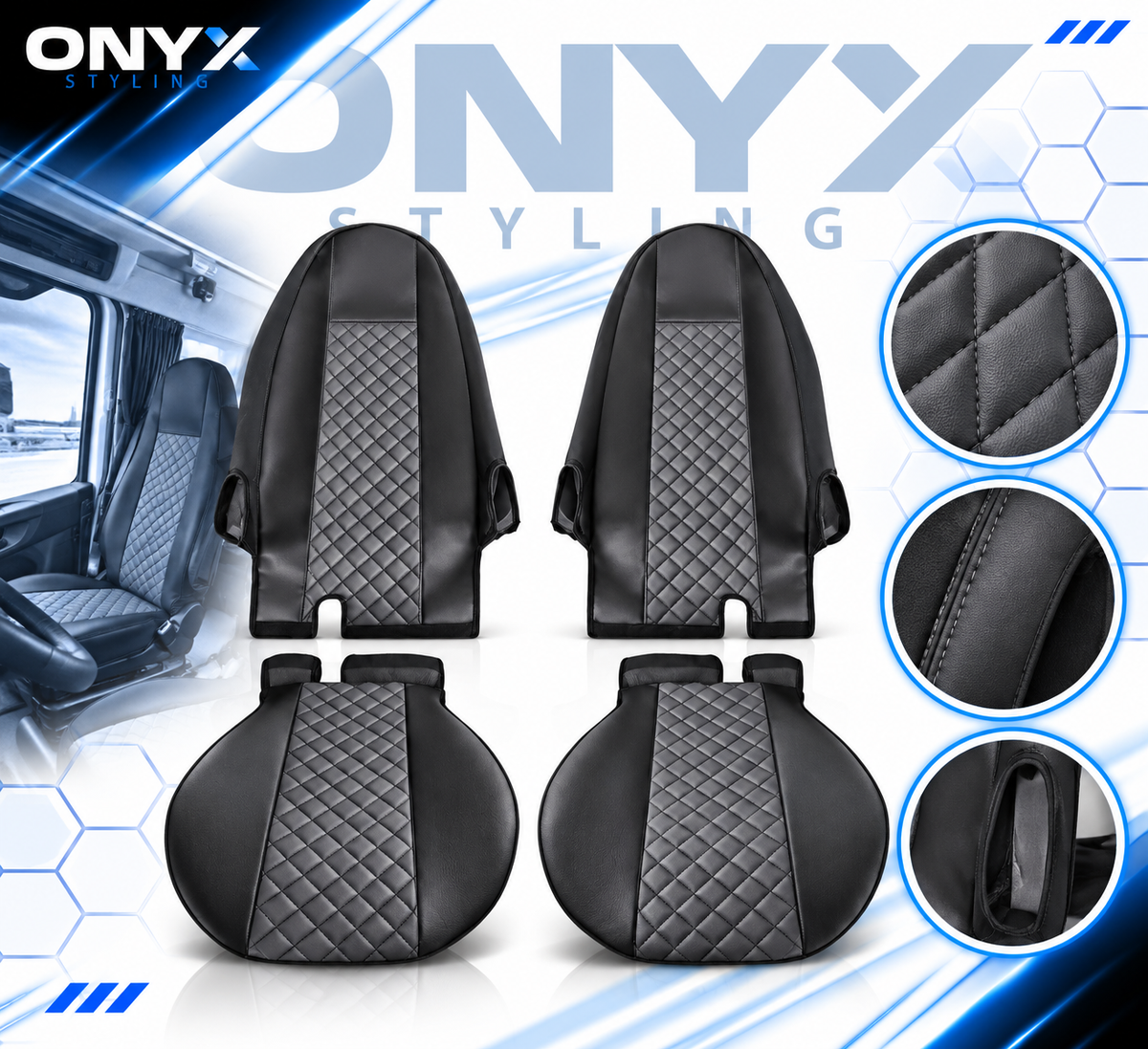 Volvo FH12 Euro 5 (2006–2015) Luxury Eco-Leather Seat Covers – Driver & Passenger Set