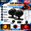 Double-Sided Round LED Marker Lights – Amber & Red | Smoked Lens | 12V–24V | Twin Pack