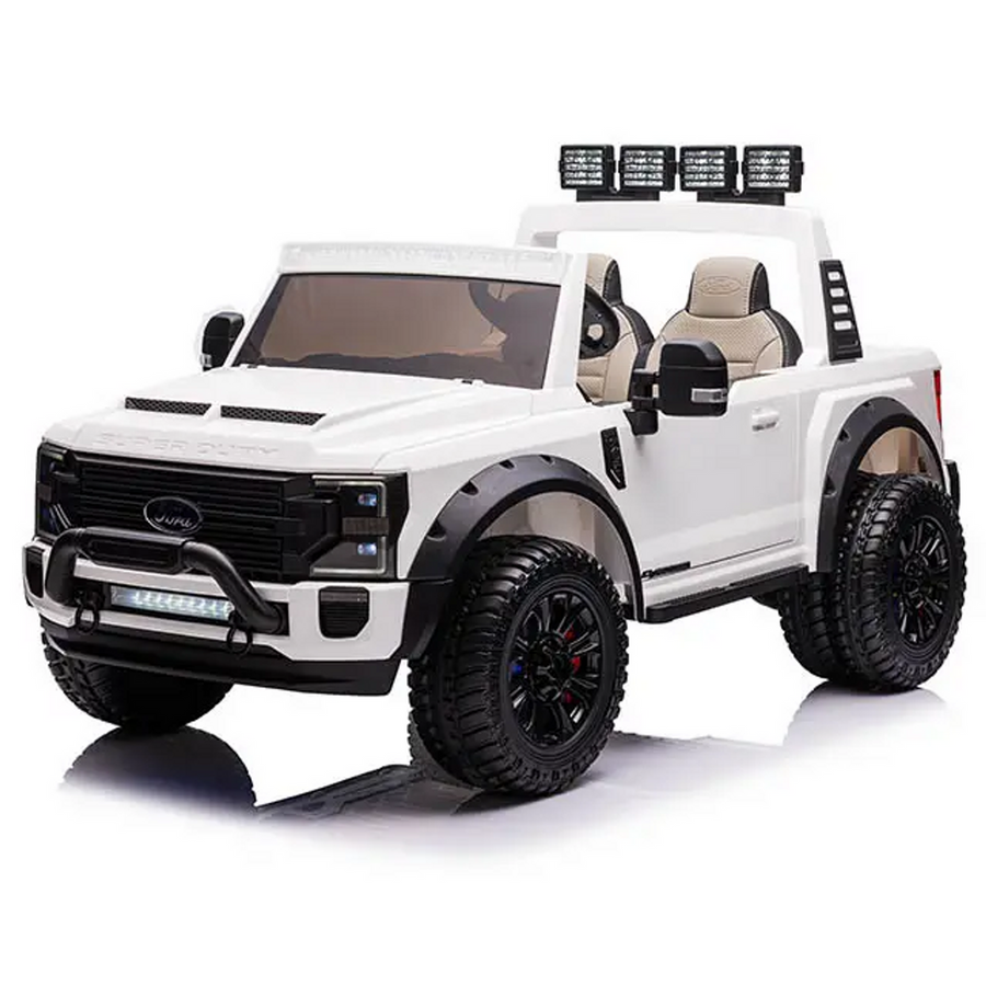 Ford Super Duty F-450 24 V Licensed Electric Ride-On Truck – White Platinum Edition (by Onyx Kids)