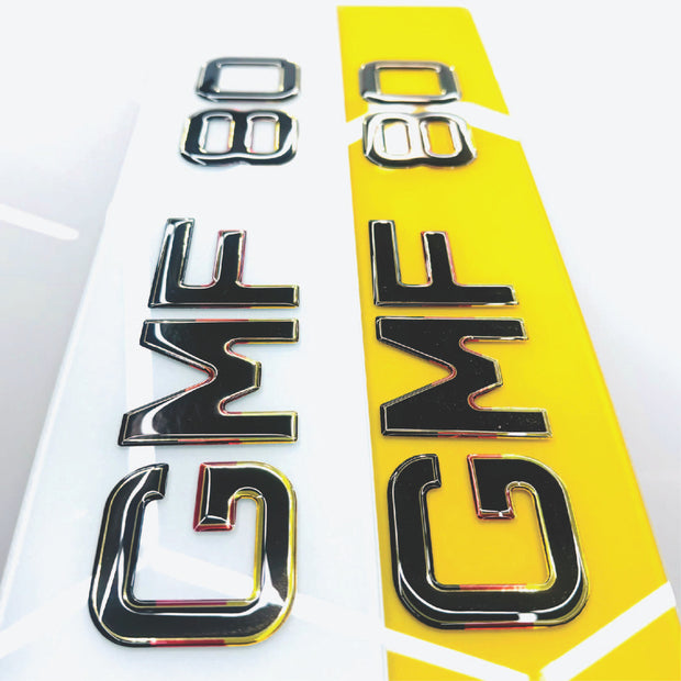 3D GEL METRO STYLE NUMBER PLATES UK GERMAN OUTLINE