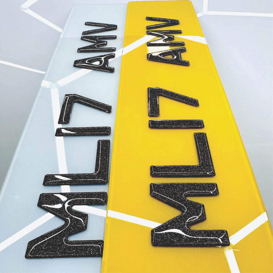 3D GEL 50mm METRO STYLE NUMBER PLATES UK GLITTER