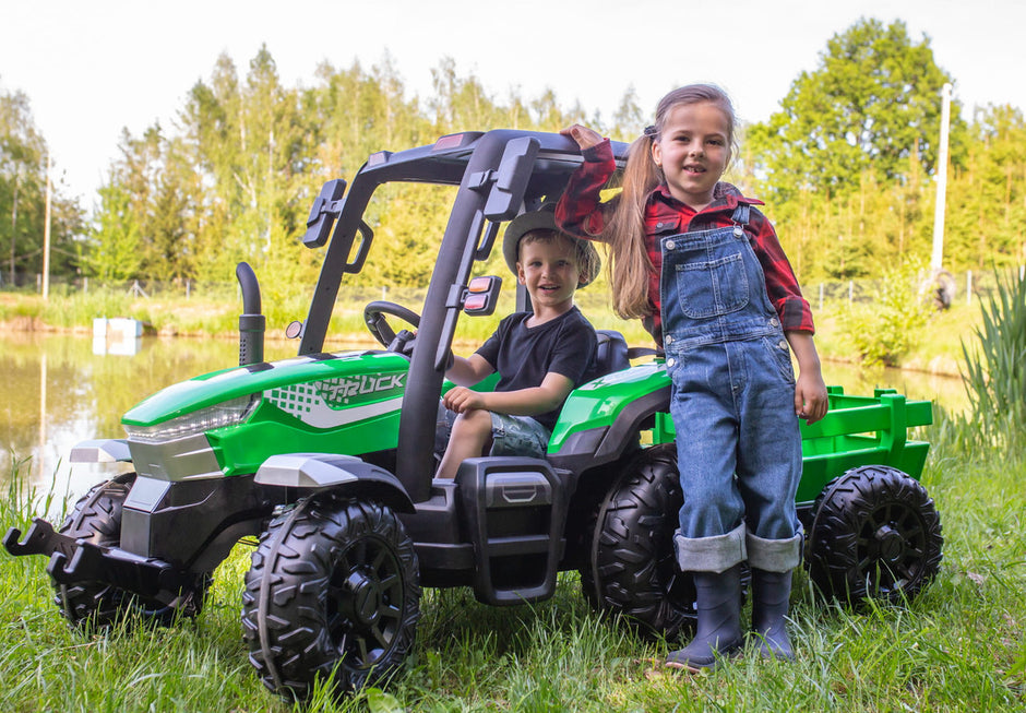 Onyx Kids 24V “Agri Pro X” Ride-On Tractor & Trailer – GREEN Edition