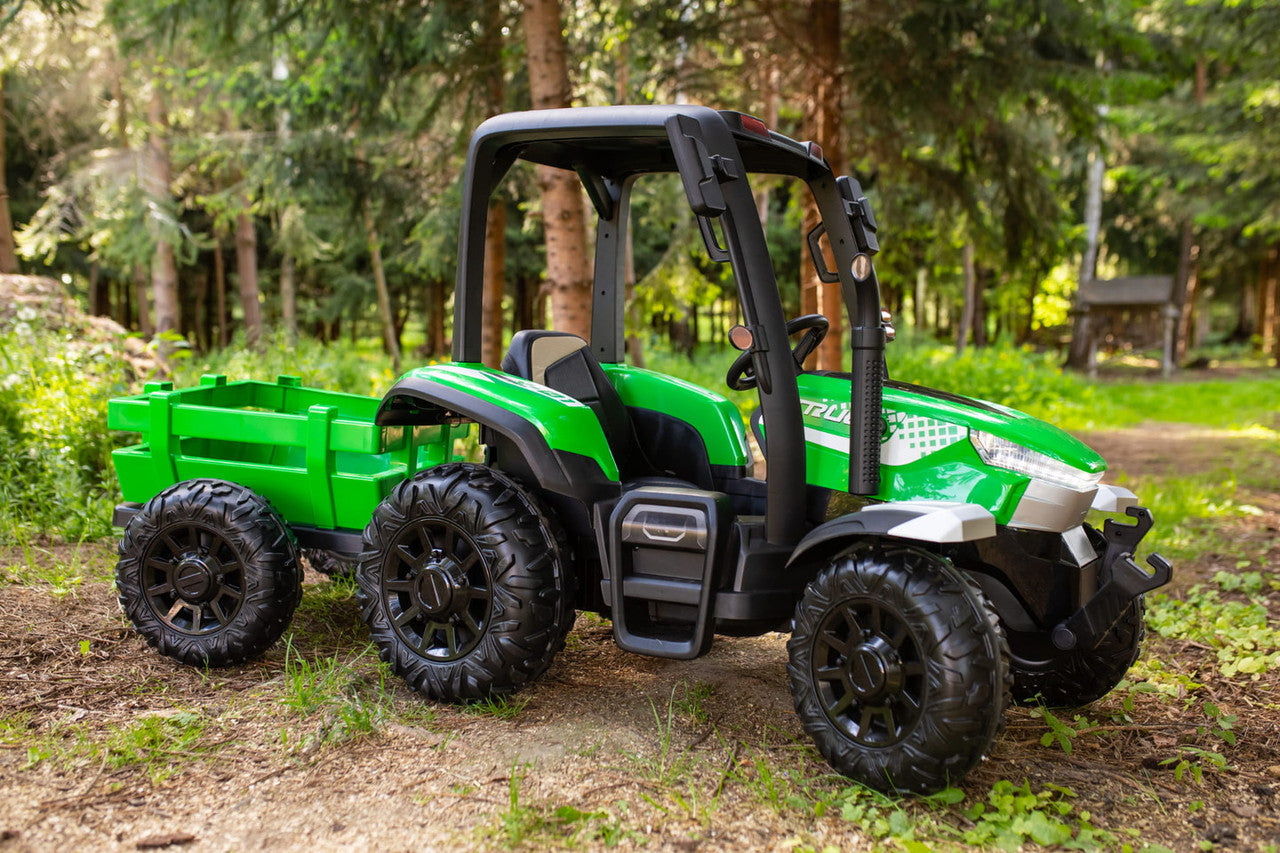 Onyx Kids 24V “Agri Pro X” Ride-On Tractor & Trailer – GREEN Edition