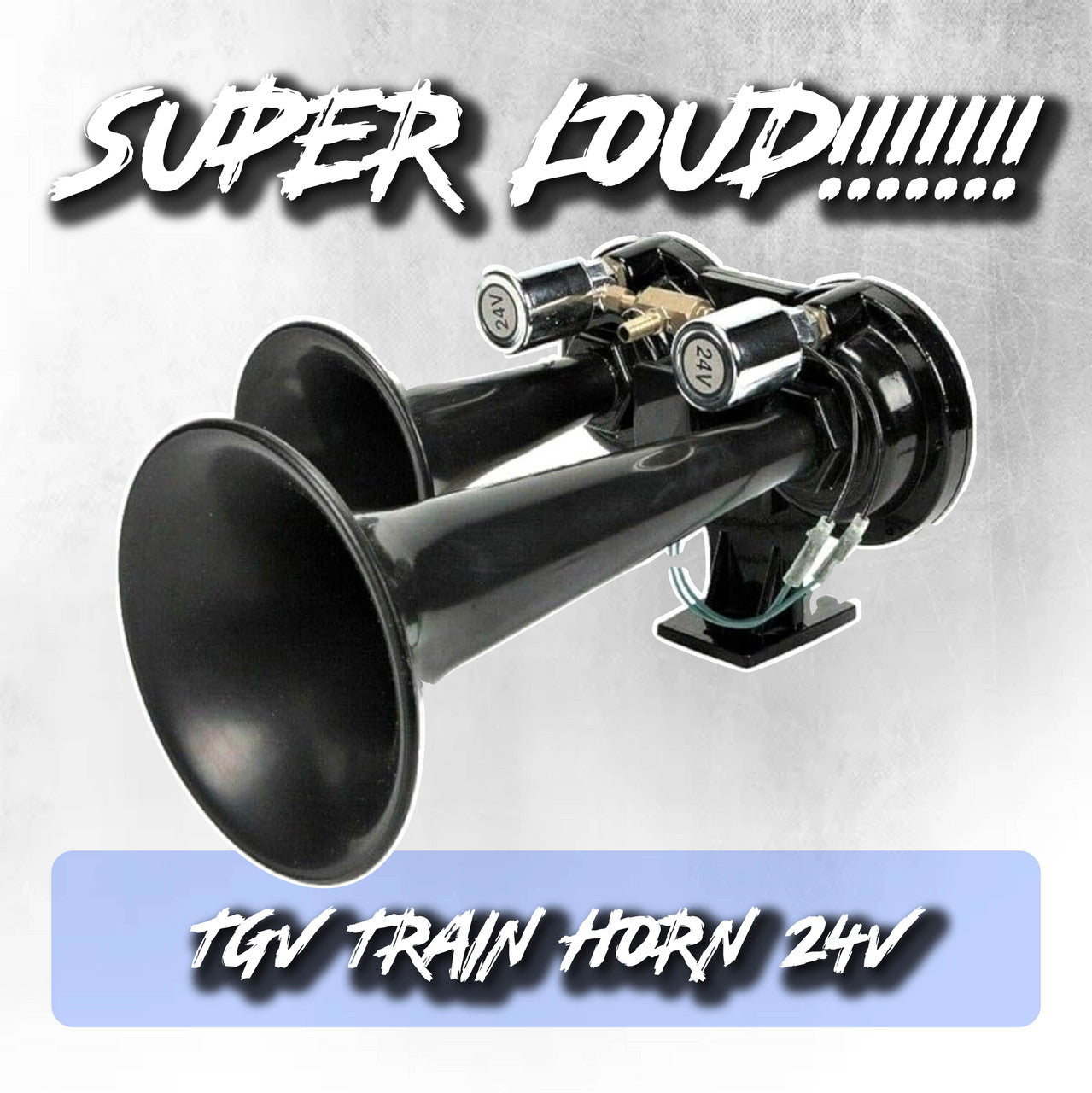 The Road King TGV Train Horn 12v & 24V Duel Voltage– 170dB Super Loud Dual Air Horn