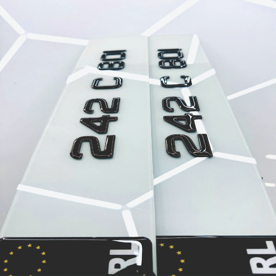 3D 40mm BLACK GEL METRO STYLE Republic of Ireland Number Plates