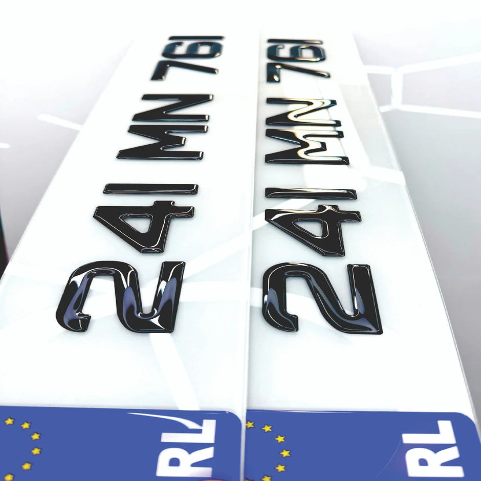 3D 50mm BLACK GEL METRO Number Plates Republic of Ireland