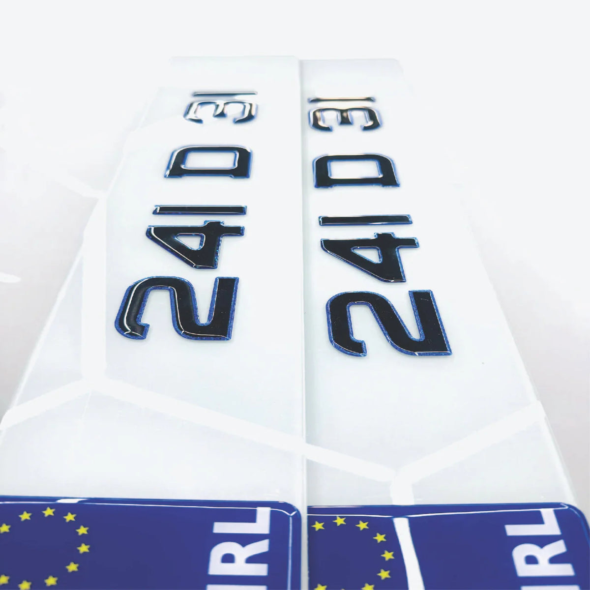 3D 50mm BLUE OUTLINE GEL METRO Number Plates Republic of Ireland
